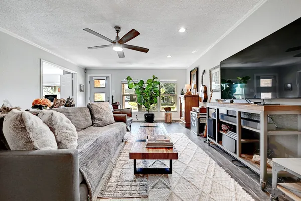a living room with furniture