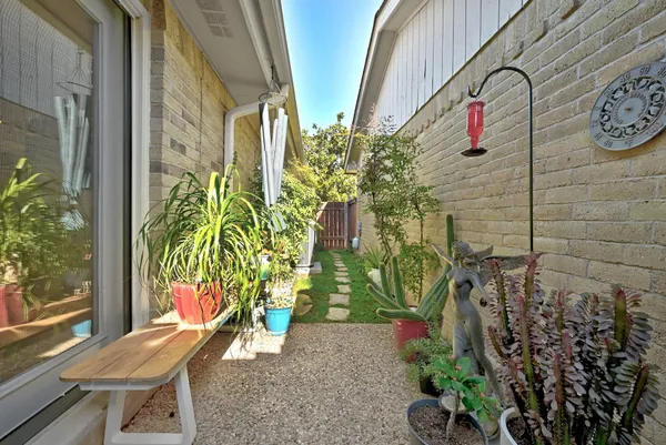 a view of porch with seating space
