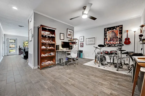 a view of a room with gym equipment