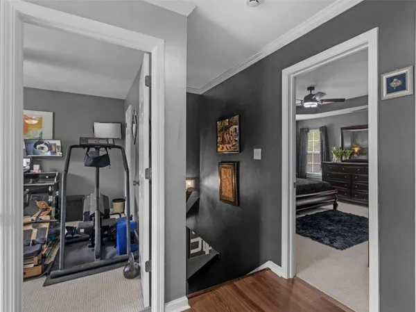 a room with gym equipment