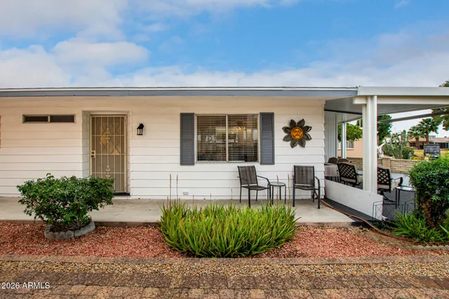 a view of a house with patio