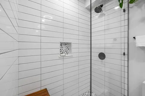 a bathroom with a shower