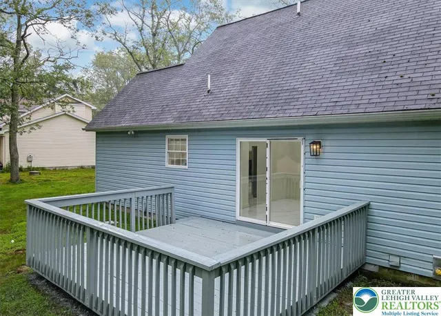 a view of a wooden deck