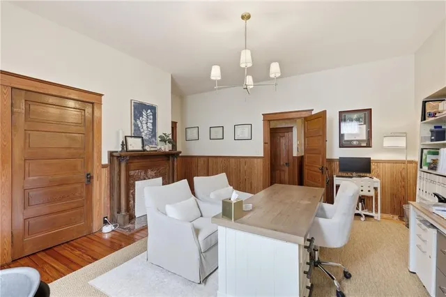 a view of a livingroom with furniture and window