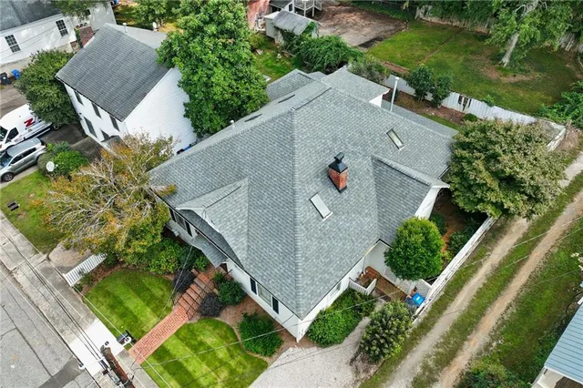 an aerial view of a house