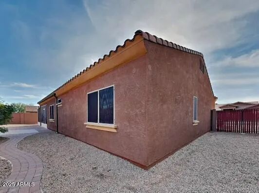 a black and white house with a outdoor space