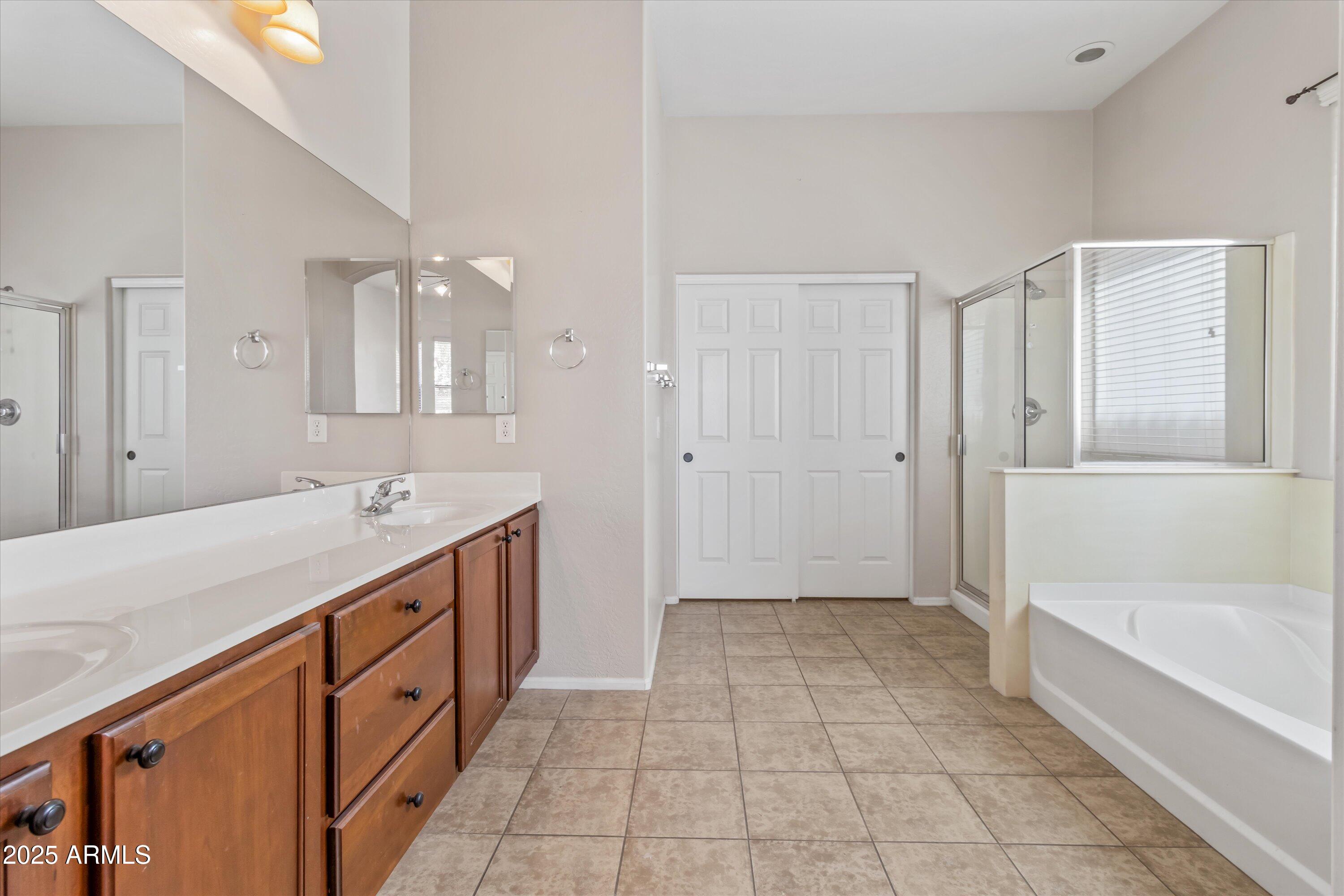 45076 West Rhea Road Maricopa, AZ 85139 - Photo 4 of 43 a spacious bathroom with a tub sink and mirror