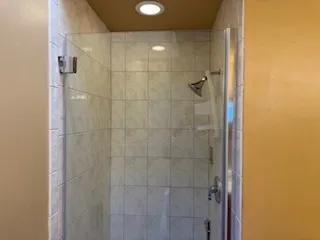 a bathroom with a shower