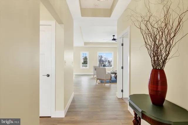 a view of a livingroom with furniture and wooden floor
