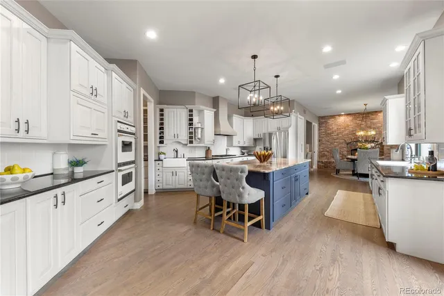 a bed room with a bed and a large mirror