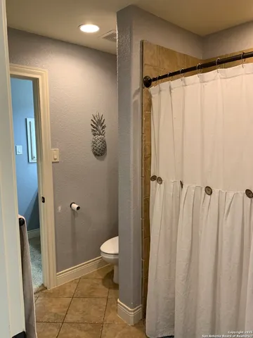 a bathroom with a shower a toilet and a sink