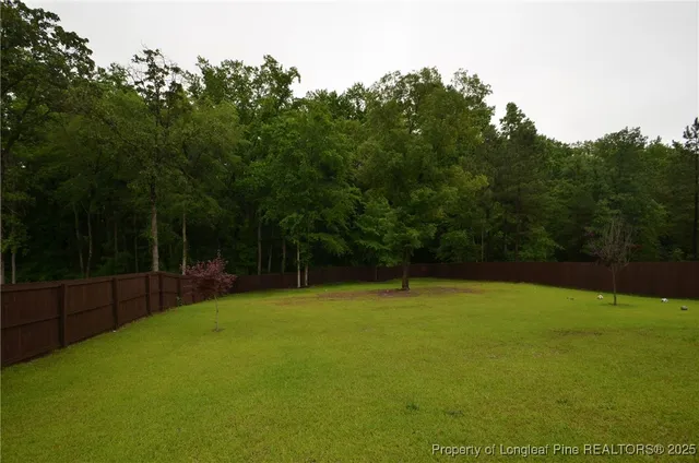 a view of field with trees in the background