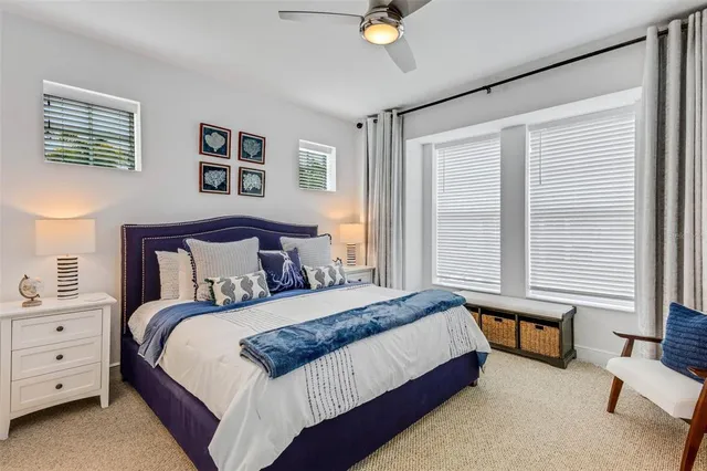 a view of outdoor space with signage and flags