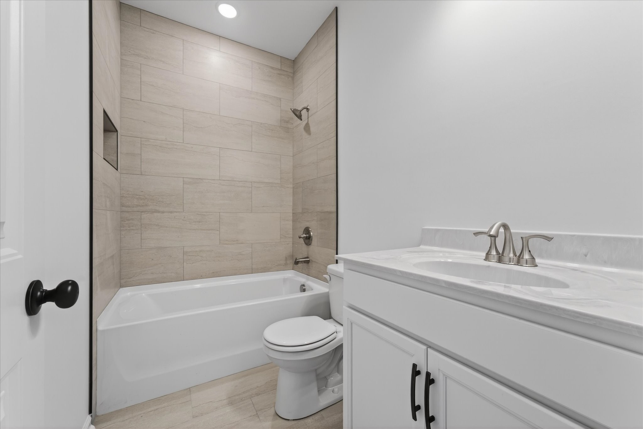 613 Hill Road Clarksville, TN 37040 - Photo 27 of 37 a bathroom with a granite countertop bathtub shower sink vanity and toilet