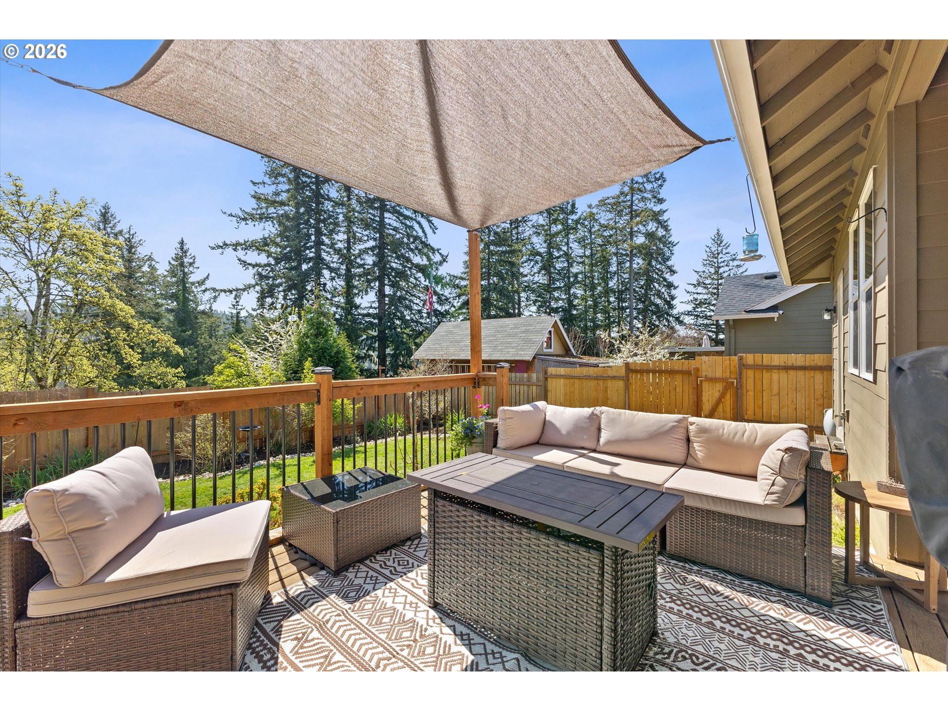 830 Southeast Darrow Road Estacada, OR 97023 - Photo 35 of 45 a view of sitting area with furniture and wooden deck