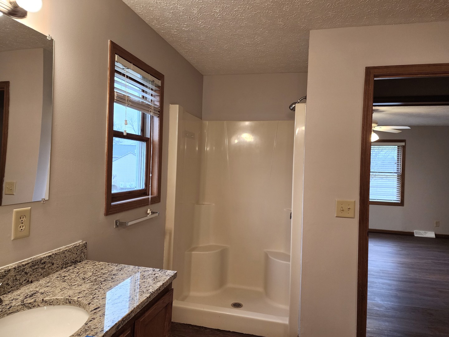 240 Mitchell Court Braidwood, IL 60408 - Photo 10 of 18 a bathroom with a granite countertop sink and shower