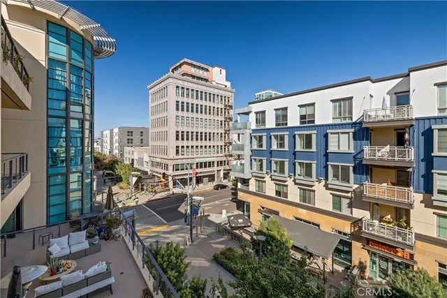 a view of a balcony with an outdoor space