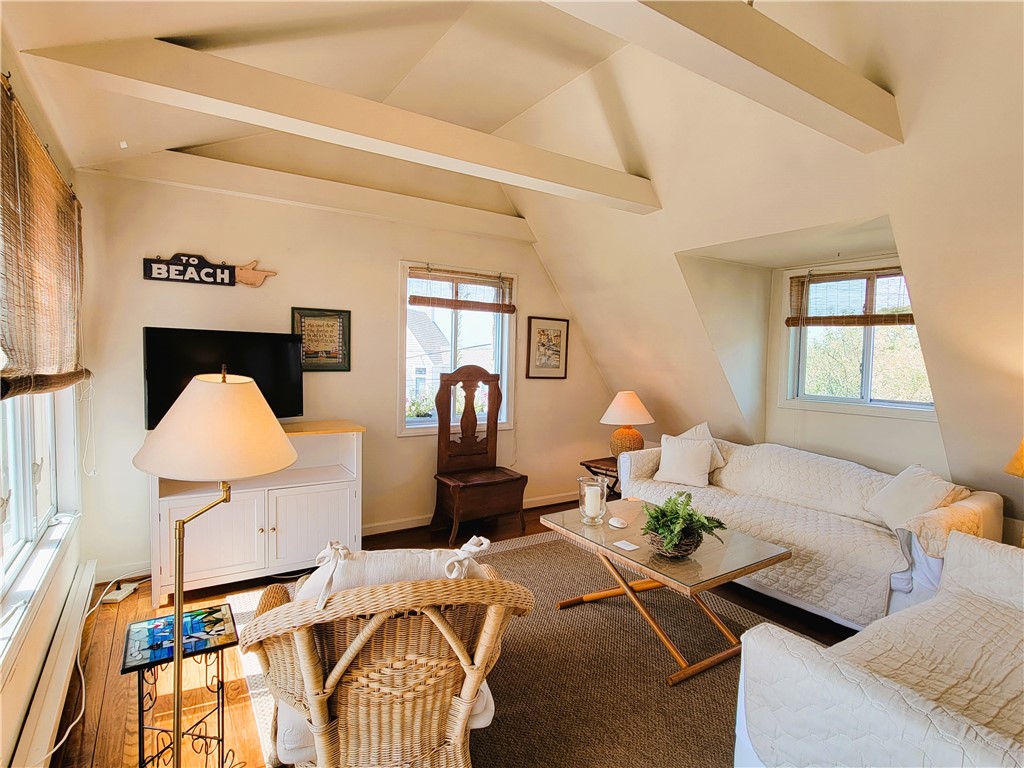 152 Tuckerman Avenue, Unit 14 Middletown, RI 02842 - Photo 3 of 15 Vaulted ceilings with exposed beams
