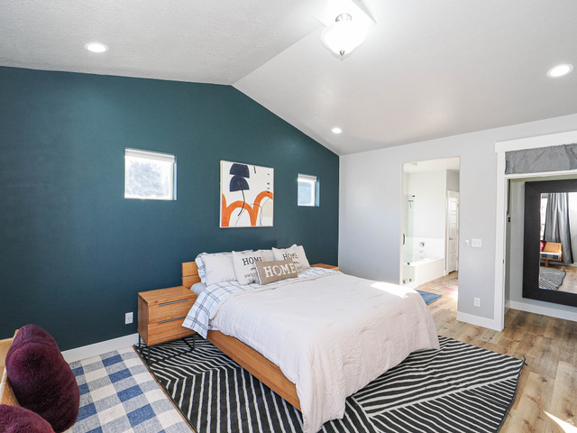2487 Canyon Wild Road, Unit 413 Draper, UT 84020 - Photo 33 of 75 Bedroom with light wood-type flooring, recessed lighting, and ensuite bathroom