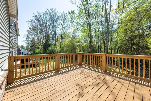 a view of wooden deck