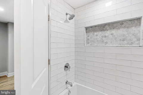 a bathroom with a bathtub