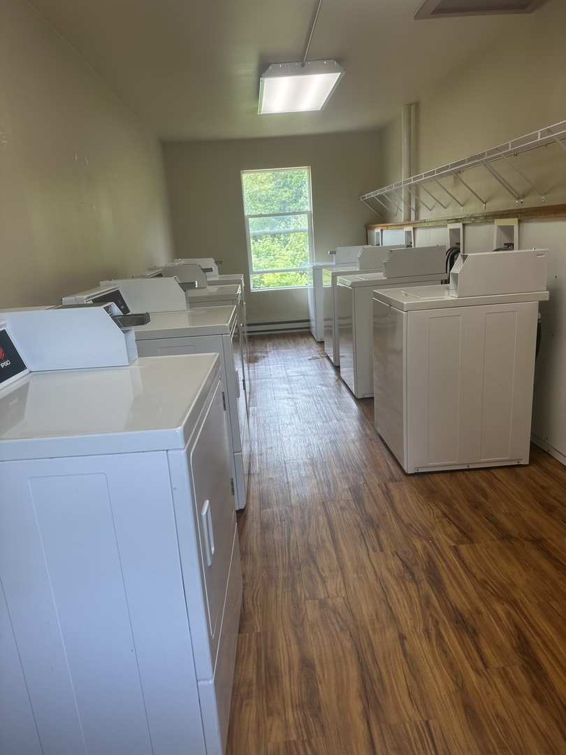 25731 West Bridge Street, Unit 3 Channahon, IL 60410 - Photo 7 of 7 a utility room with wooden floor washer and dryer