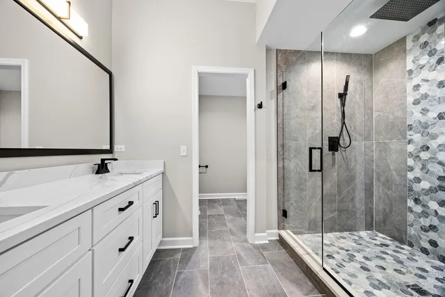 a bathroom with a shower