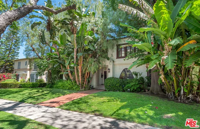a view of a house with a tree and plants