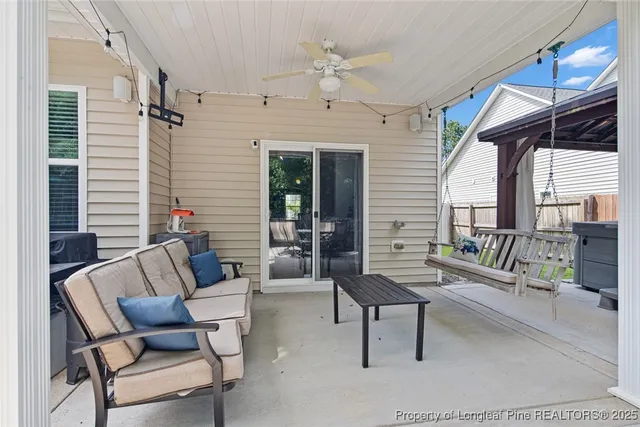 a outdoor living space with furniture