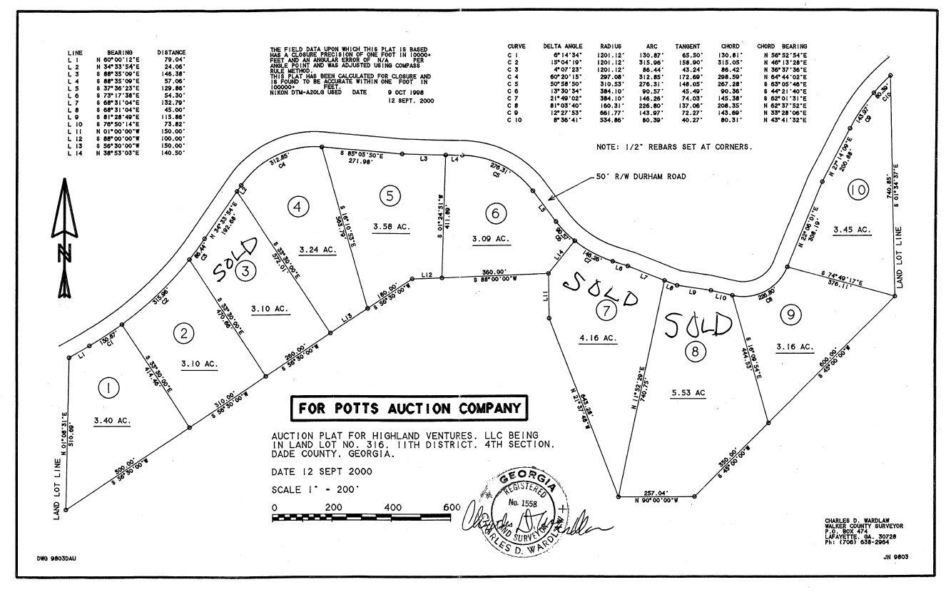 0 Durham Road, Unit LOT 2 Rising Fawn, GA 30738 - Photo 3 of 3 Survey