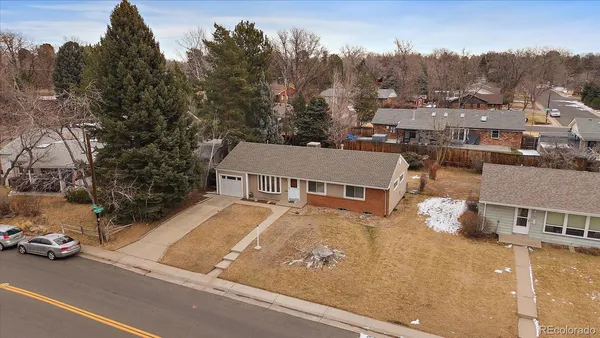 an aerial view of a house