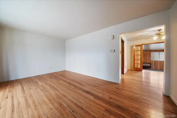 a view of livingroom with wooden floor