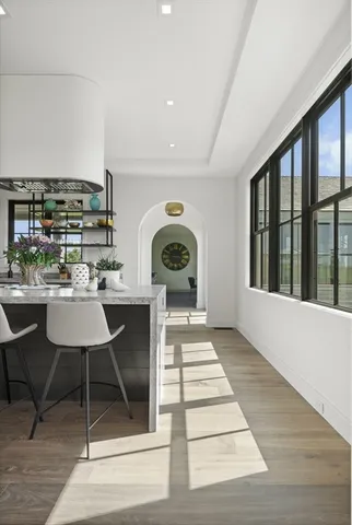 a workspace with furniture and window