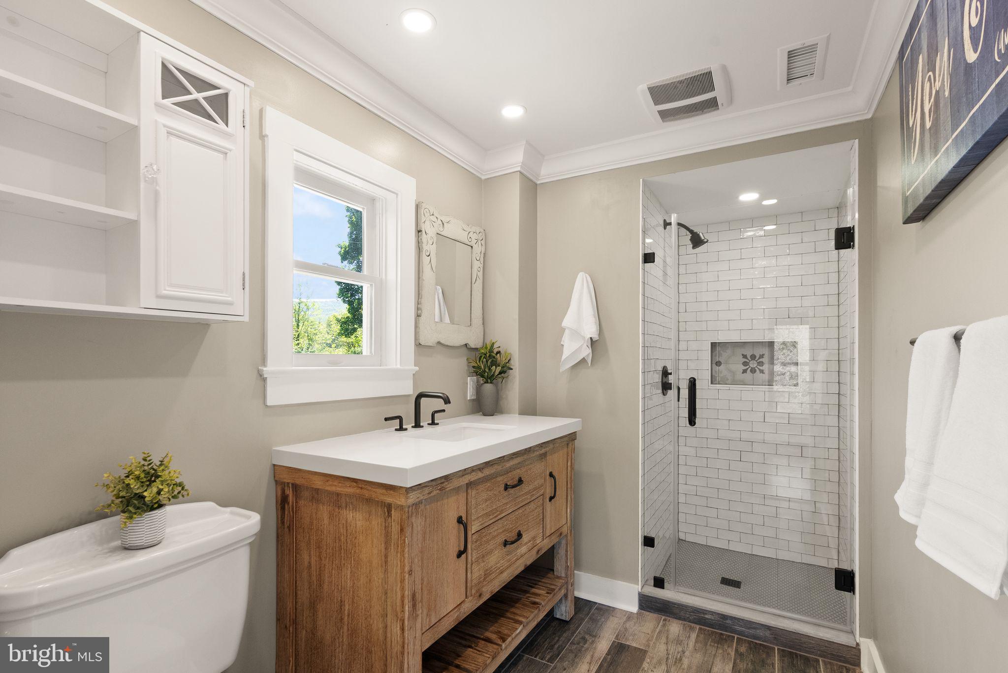 37151 Branchriver Road Purcellville, VA 20132 - Photo 34 of 63 a bathroom with a double vanity sink toilet and shower