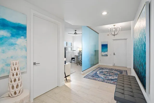 a view of livingroom with hallway and bathroom