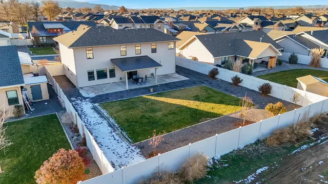 an aerial view of a house