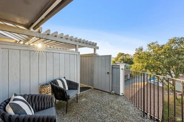 an aerial view of residential house with outdoor space and trees