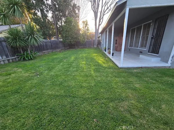 a view of a backyard with a garden and plants