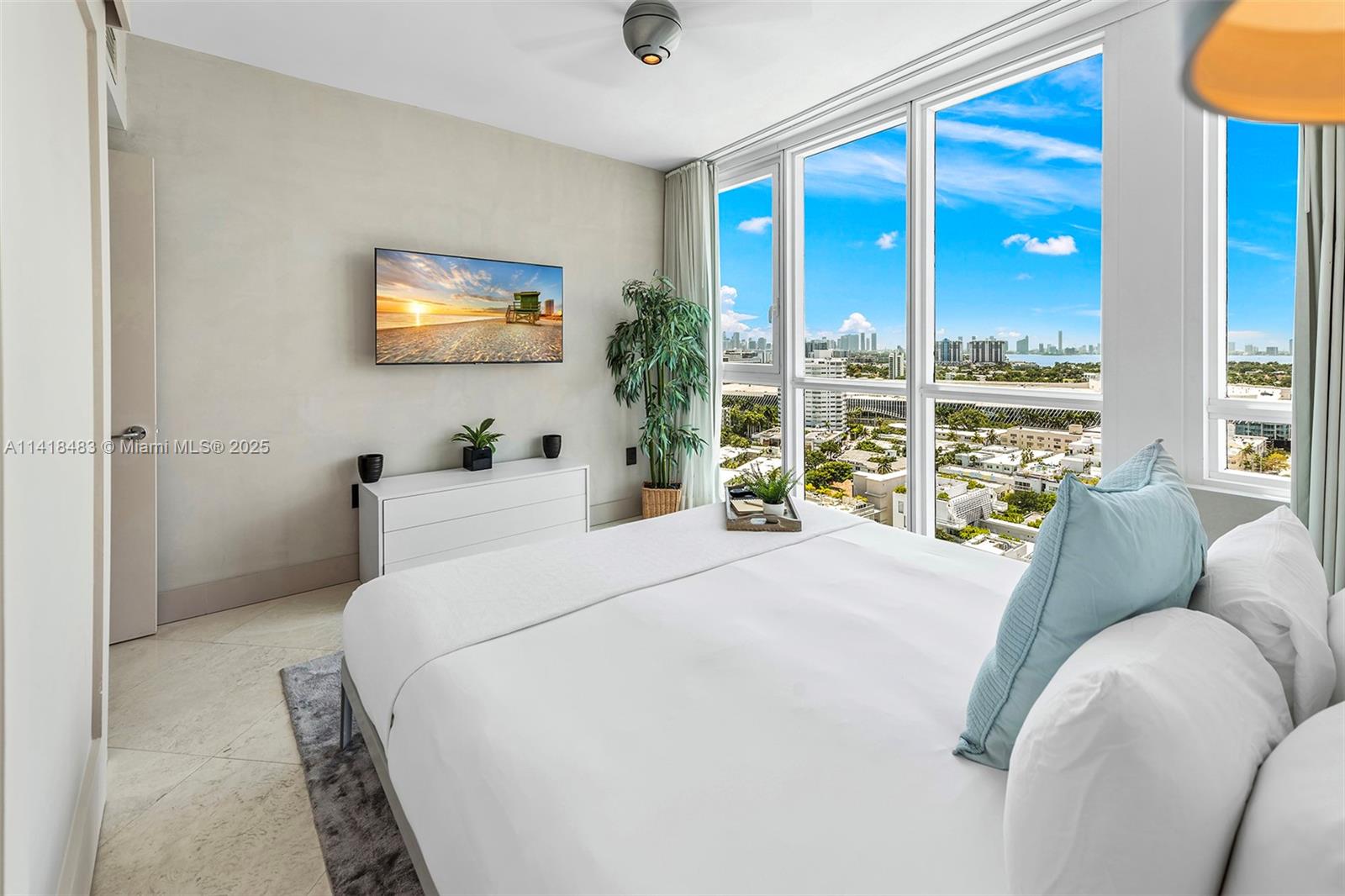 101 20th Street, Unit 2102 Miami Beach, FL 33139 - Photo 33 of 40 a bedroom with a large bed and a window