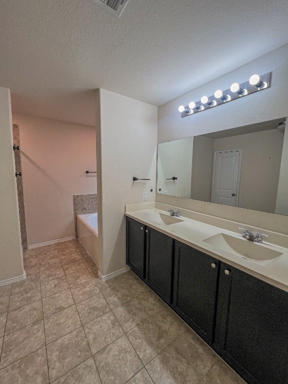 324 Druse Lane Jarrell, TX 76537 - Photo 21 of 29 a spacious bathroom with a double vanity sink a mirror and a bathtub