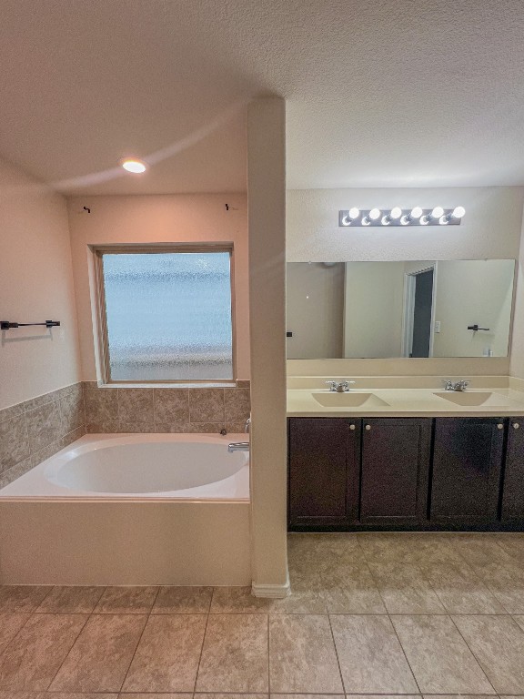 324 Druse Lane Jarrell, TX 76537 - Photo 25 of 29 a spacious bathroom with a tub a double vanity sink and mirror