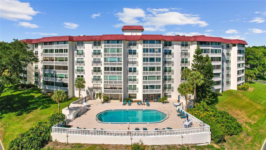 a front view of a multi story building