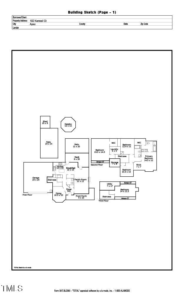 102 Kenneil Court Apex, NC 27502 - Photo 55 of 55 Floor Plan Sketch Kenneil