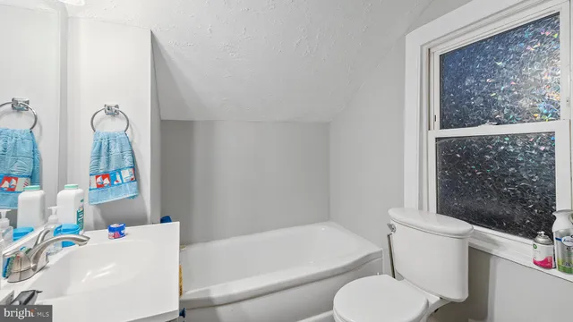 a bathroom with a sink toilet vanity and bathtub