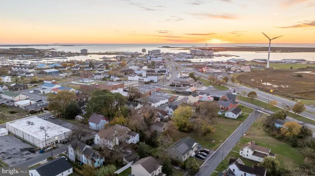 a view of a city and ocean view
