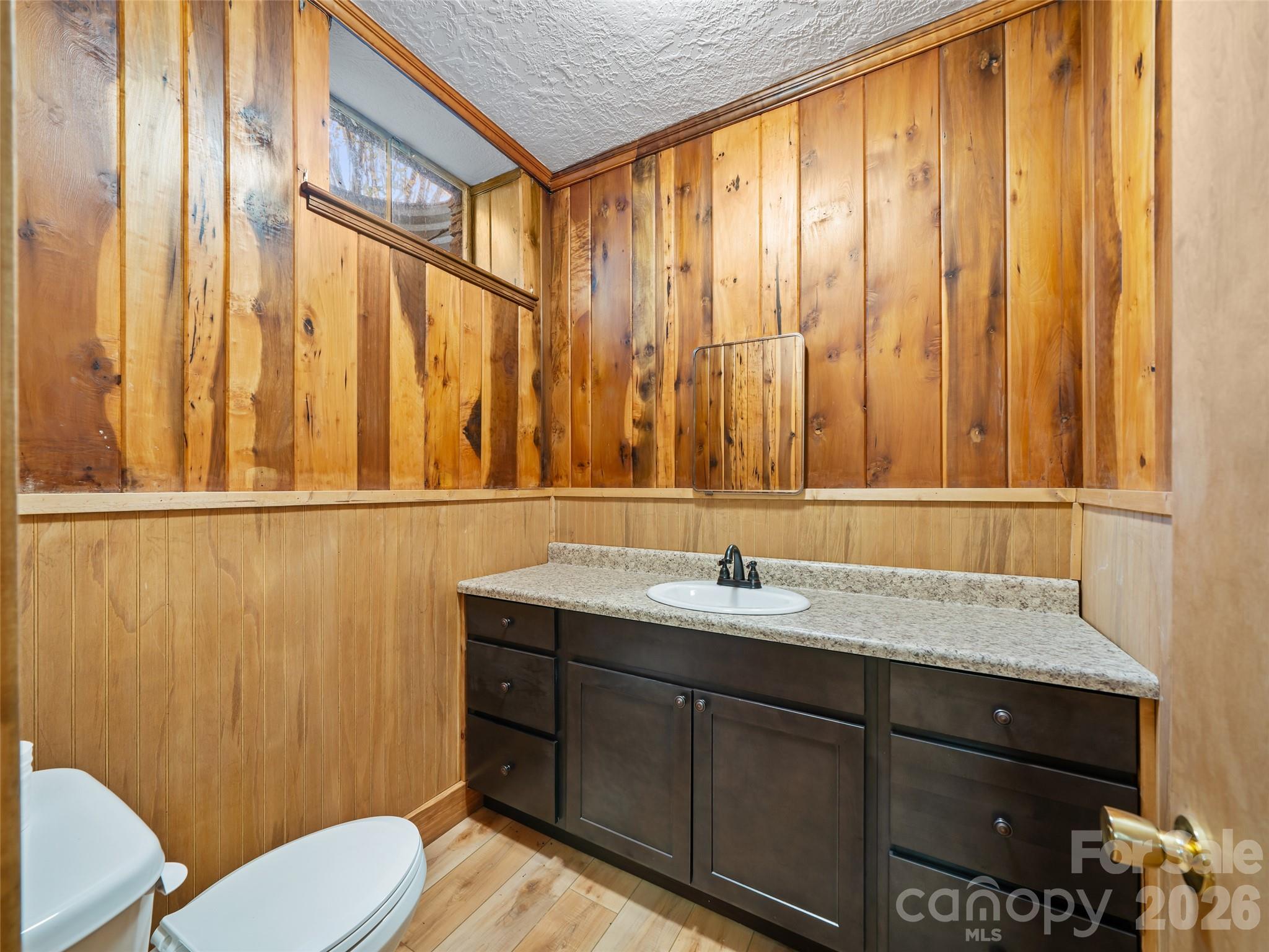 110 Crest View Road Burnsville, NC 28714 - Photo 19 of 45 a bathroom with a granite countertop sink and a mirror