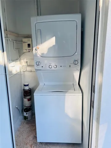 a close view of water heater washer and dryer