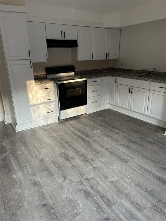 230 Pleasant Street, Unit 1 Worcester, MA 01609 - Photo 7 of 8 a kitchen with stainless steel appliances granite countertop a stove a sink and a microwave