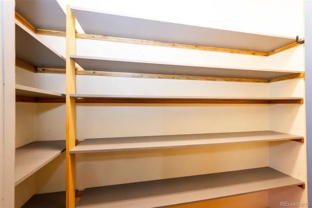 a close up view of closet