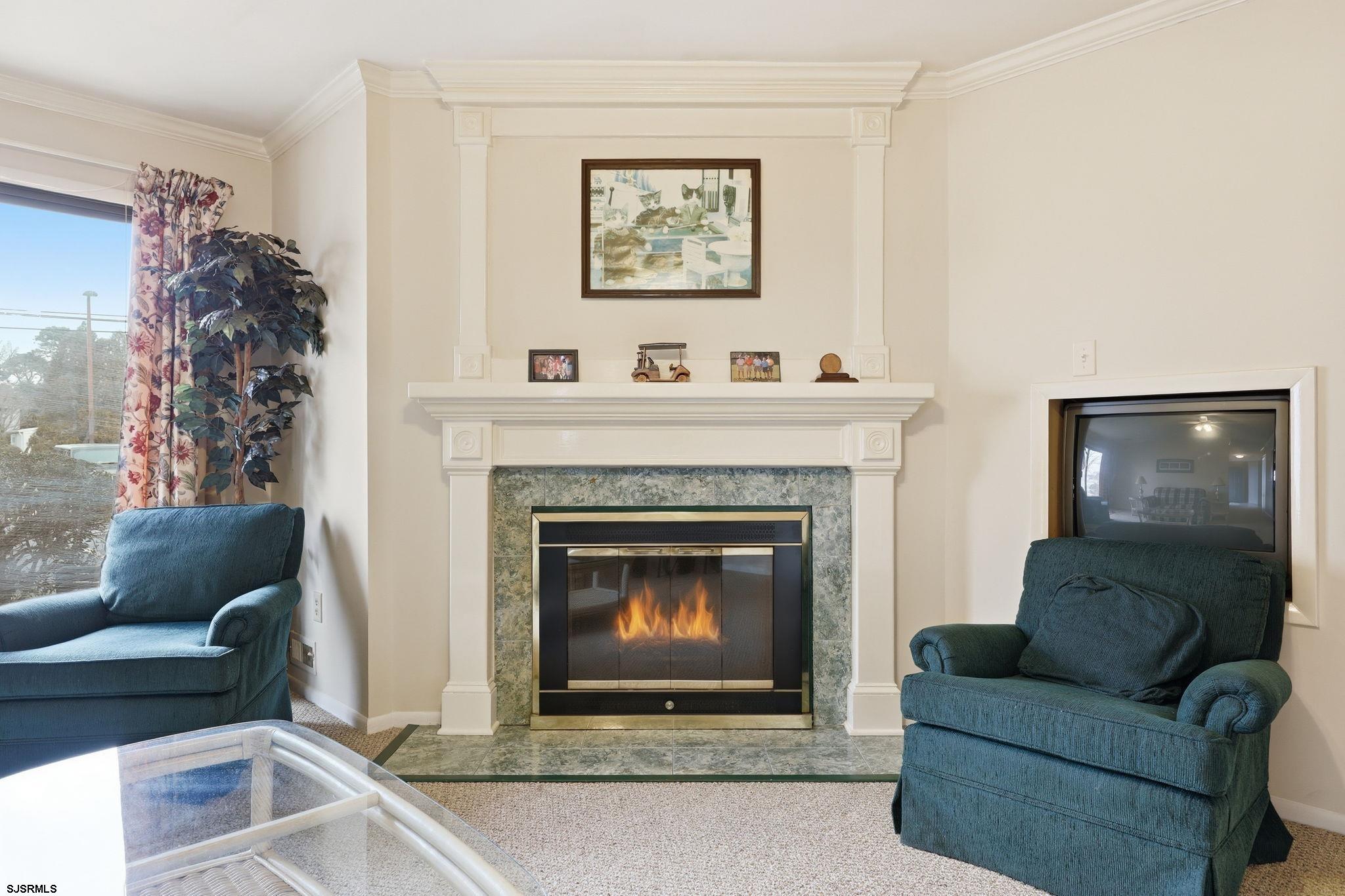 598 Mays Landing Road, Unit 202 Somers Point, NJ 08244 - Photo 9 of 23 a living room with furniture and a fireplace
